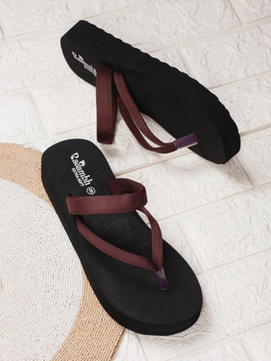 Rasambh Women New Latest Collection of Stylish Comfortable Soft For Slippers(Black, Brown , 5)