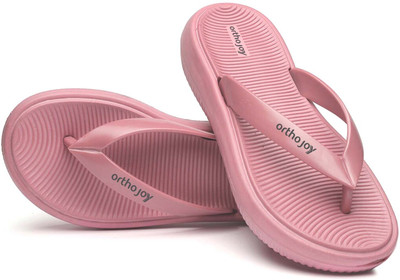 ORTHO JOY Women Flip Flops(Orange , 6)