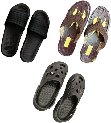BLIBBERS Men Slippers(Black, Brown, Grey , 7)