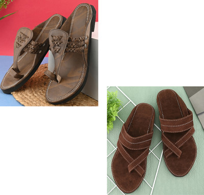 rajeraj Men Sandals(Brown, Tan , 8)