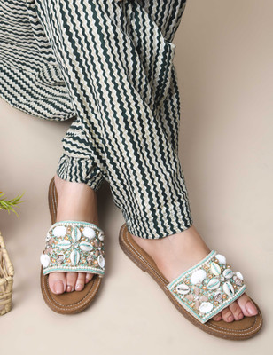 PEEK Women Flats(Green , 7)