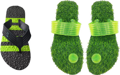 skyflip Men Slides(Green, Black , 7)