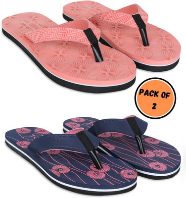 SOUL CULTURE Women Comfortable Stylish and Trending Colorful Printed Slippers (Pack Of 2) Flip Flops(Multicolor , 8)
