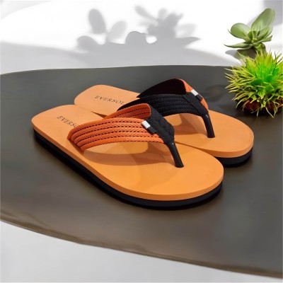 EVERSOLE Men Flip Flops(Orange , 6)