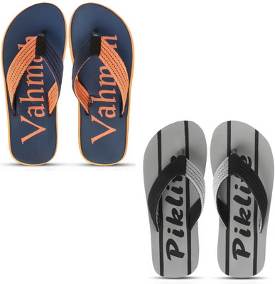 VAHMAH Men Slippers(Navy, Grey , 6)