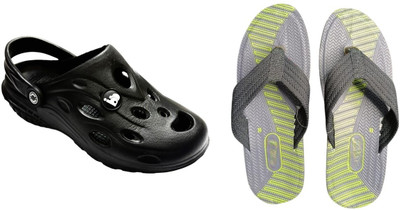 BLIBBERS Men Slippers(Black, Grey , 9)