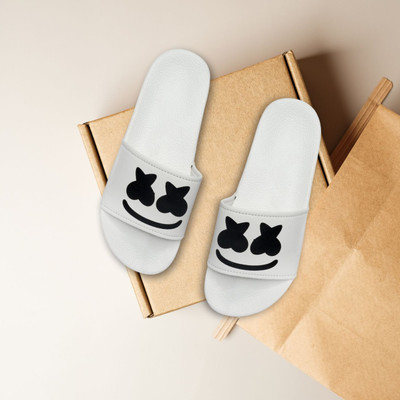Shoe Mate Men Slides(White , 8)