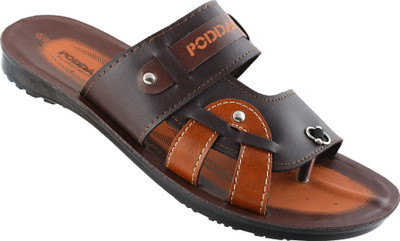 PODDAR Men Chappal Flip Flops(Brown , 7)