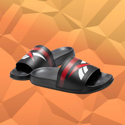 REEBOK Men Slides(Black, Red , 7)