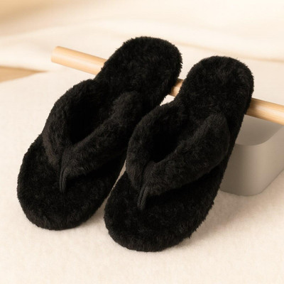 WOLVESDEN Women Flip Flops(Black , 8)