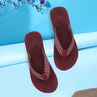 CIBEK Women Flip Flops(Maroon , 8)