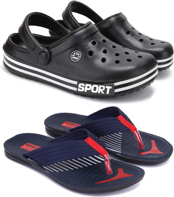 Pennen Men Flip Flops(Navy, Black , 8)