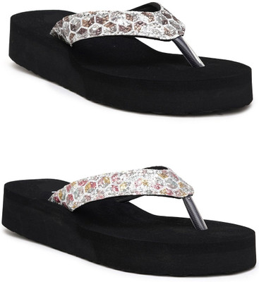KRAFTER Women Slippers(Black , 6)