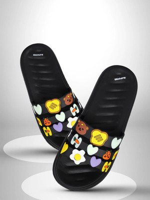 slipover Women Slides(Black , 6)
