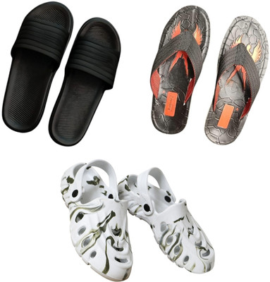 BLIBBERS Men Slippers(Black, White , 9)