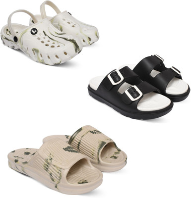Acorn Men Slides(White, Black, Beige , 6)