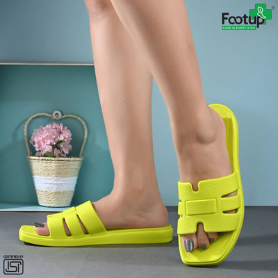 Footup Women Super Soft|Orthopedic|Comfortable|Lightweight|Diabetic Slides(Yellow , 4)