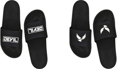 nvisan Men Slides(White, Black , 9)