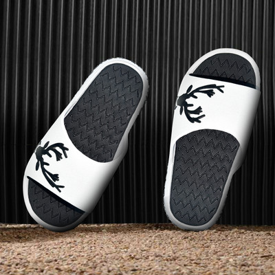 SKYMORE Men Slippers(White, Black , 7)