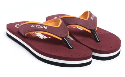 KETIKOE Women Flip Flops(Maroon , 8)