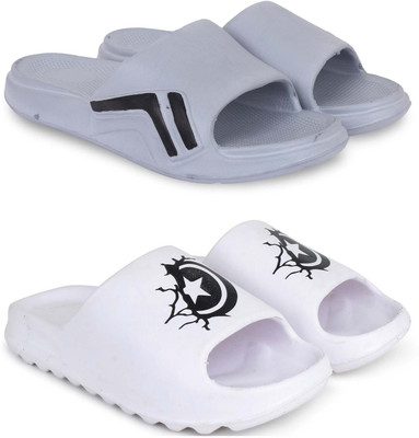 KAPYANSH Men Slippers(Grey, White , 8)