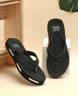 SOUL CULTURE Women Flip Flops(Black , 7)