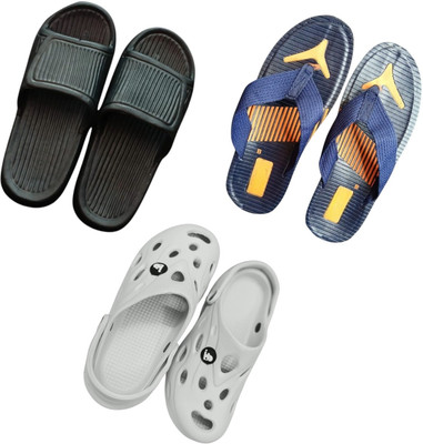 BLIBBERS Men Slippers(Black, Blue, Off White , 7)