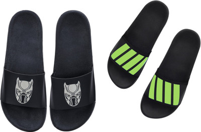 Digimahadev Men Flip Flops(Green, Black , 6)