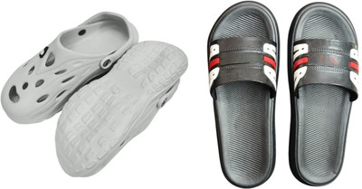 BLIBBERS Men Slides(Off White, Black , 7)