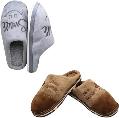 Mahi Enterprises Men Flip Flops(Grey, Brown , 7)