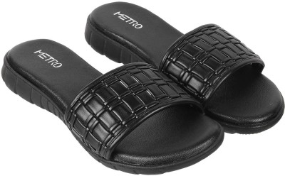 METRO Women Flip Flops(Black , 4)