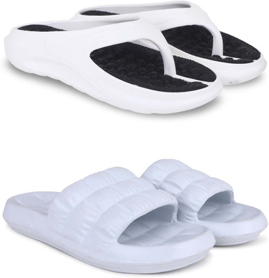 KAPYANSH Men Slippers(White, White , 8)