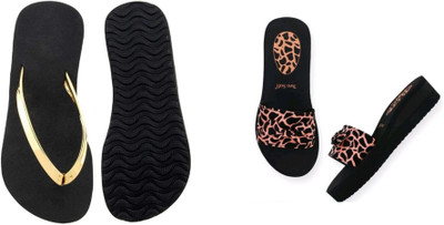 BOOMBEAUTY Women Flip Flops(Multicolor , 8)