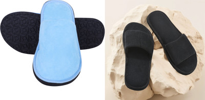 Y key Women Flip Flops(Blue, Black , 7)