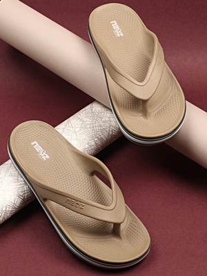 Neoz Men Levirex Lightweight with Arch Support Durable Anti-Skid & Stylish Dailywear| Flip Flops(Khaki , 6)
