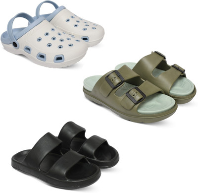 Acorn Men Slides(Blue, Olive, Black , 9)