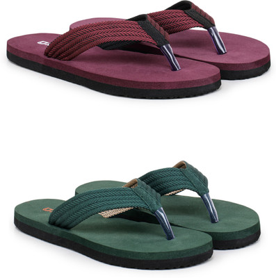 Softwalk Men Flip Flops(Maroon , 7)