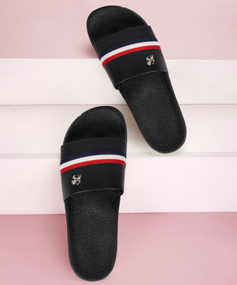 Foot Print Men Slides(Black , 8)