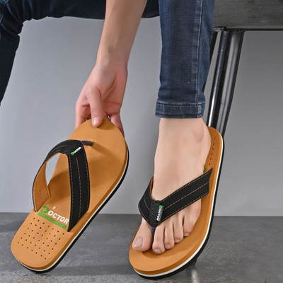 Doctor Health Super Soft Men Newly launch Premium Soft Comfortable Orthopaedic Diabetic Lightweight Antiskid Slippers(Tan , 7)