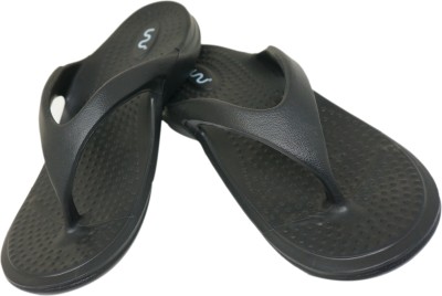 Doubleu Men Men California Black Flip Flops(Black , 6)