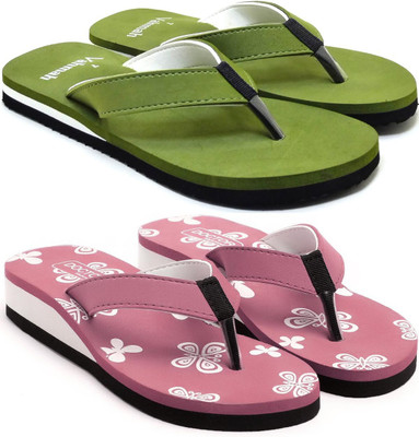 VAHMAH Women Slippers(Green, Pink , 8)