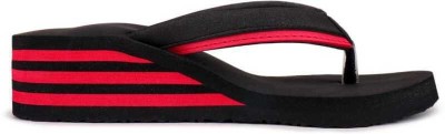 RIVAYPAFASHION Women Slippers(Red, Black , 6)