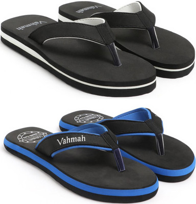 VAHMAH Women Slippers(Black, Blue , 5)