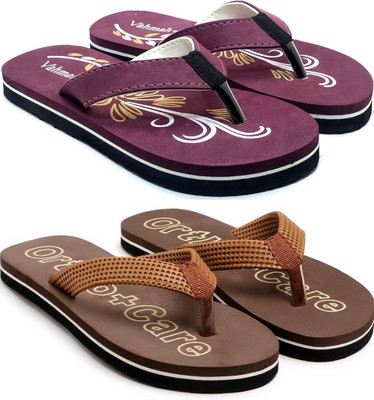 VAHMAH Women Slippers(Maroon, Brown , 7)