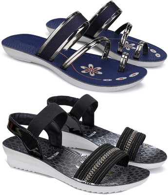 BERSACHE Women Flip Flops(Multicolor , 5)