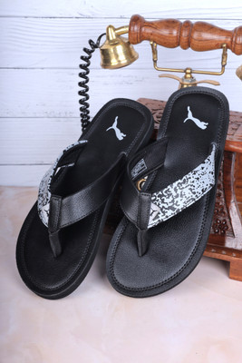 TAGLINE Men Flip Flops(Black , 6)