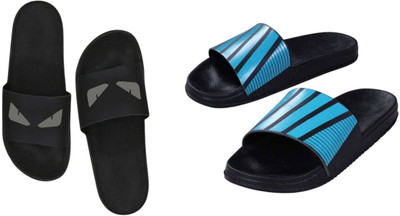 nvisan Men Slides(Blue, Grey , 7)