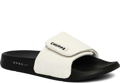Chupps Men Flow White/Black Men's Comfortable Slides & Flip Flop Slides(White , 8)