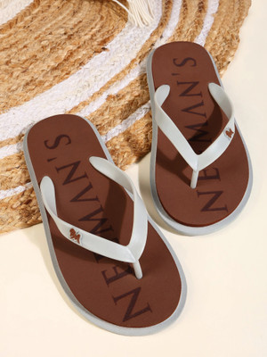 Neemans Women Flip Flops(Brown, Grey , 6)