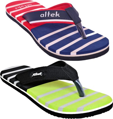 Altek Men Flip Flops(Blue, Green , 8)